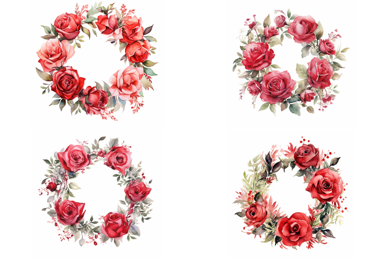 red-roses-wreaths-watercolor-collection