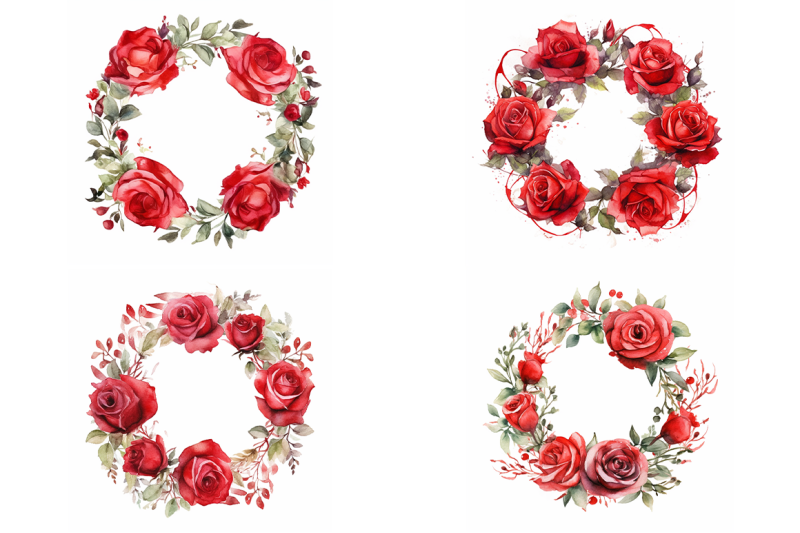 red-roses-wreaths-watercolor-collection