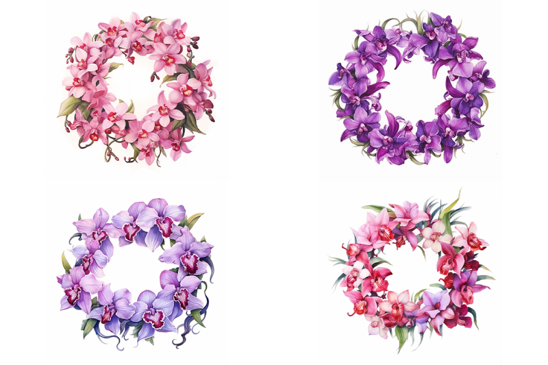 orchid-wreaths-watercolor-collection