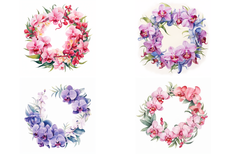 orchid-wreaths-watercolor-collection