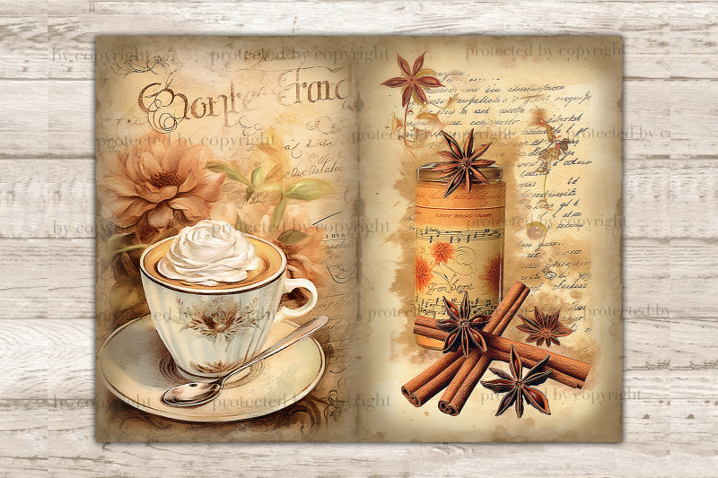 vintage-coffee-junk-journal-pages-decoupage-paper