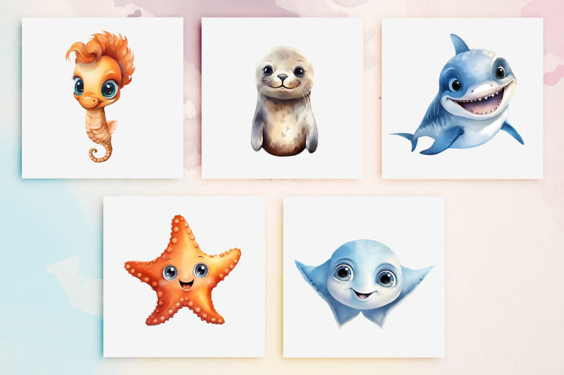 ocean-babies-watercolor-clipart-20-cute-sea-animals-png