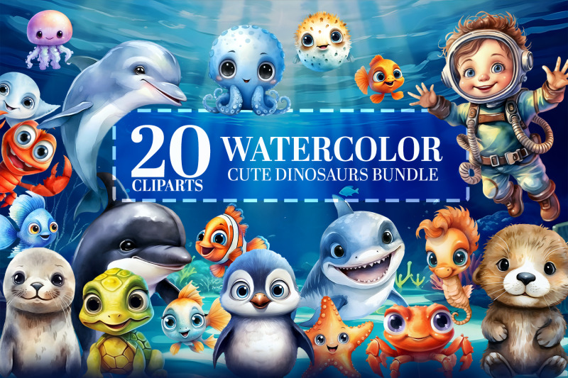 ocean-babies-watercolor-clipart-20-cute-sea-animals-png