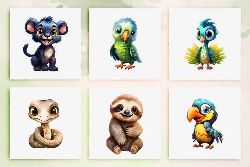 16-jungle-baby-animals-clipart-tropical-nursery-wall-art