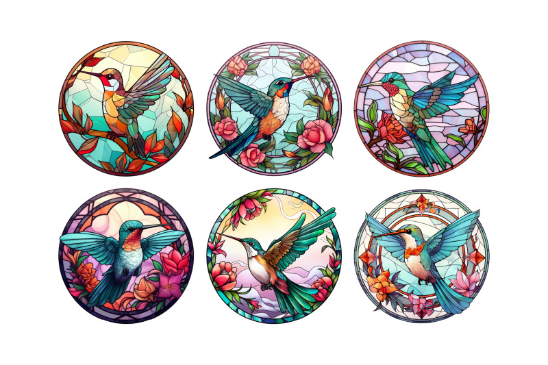 hummingbird-round-background-stained-glass-sublimation