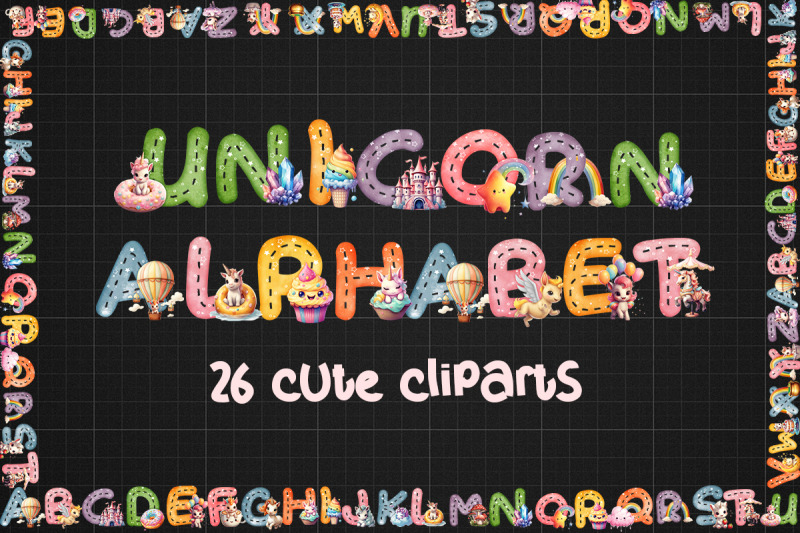 super-cute-unicorn-alphabet-cliparts