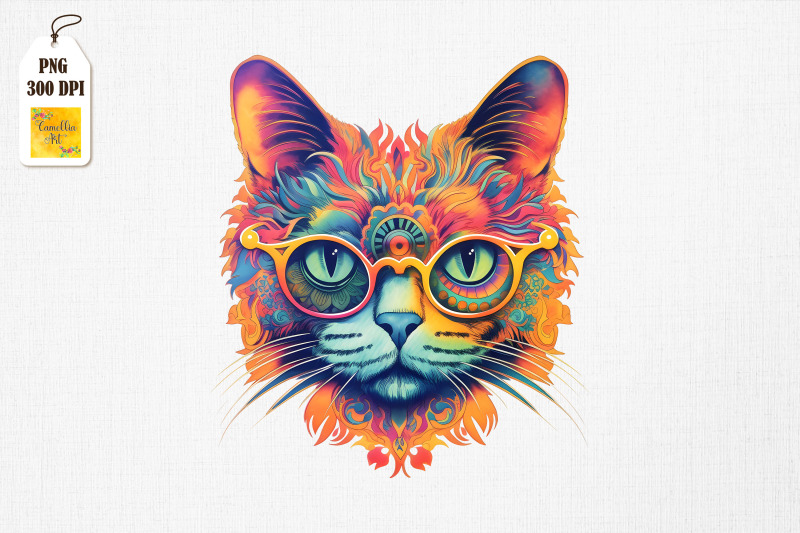 psychedelic-hippie-cat-clipart-bundle