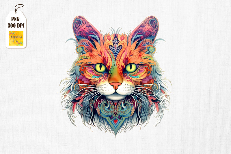 psychedelic-hippie-cat-clipart-bundle