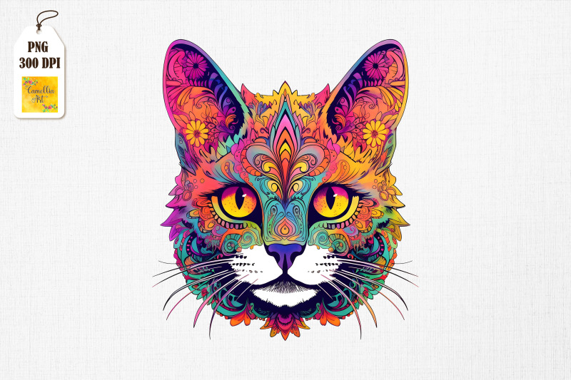 psychedelic-hippie-cat-clipart-bundle