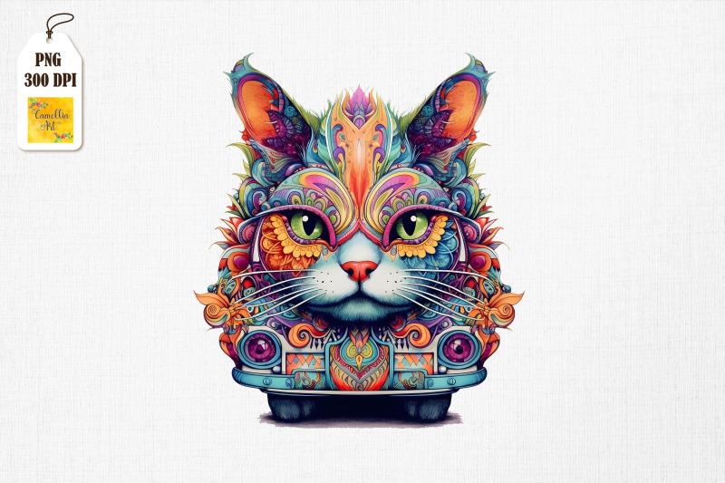 psychedelic-hippie-cat-clipart-bundle