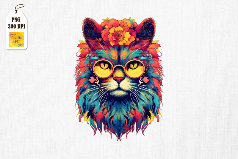 psychedelic-hippie-cat-clipart-bundle