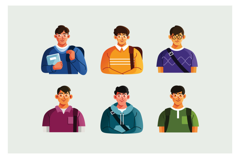 college-student-character-avatar-set