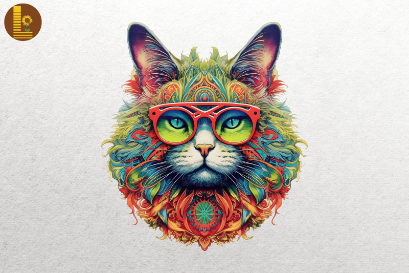 colorful-hippie-cat-sublimation-bundle