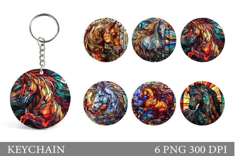 stained-glass-horse-keychain-horse-keychain-sublimation