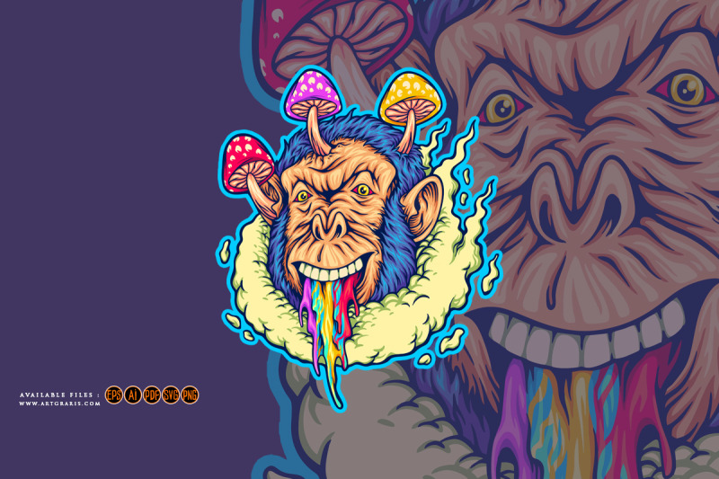 trippy-gorilla-mushroom-head-zone-out-illustrations