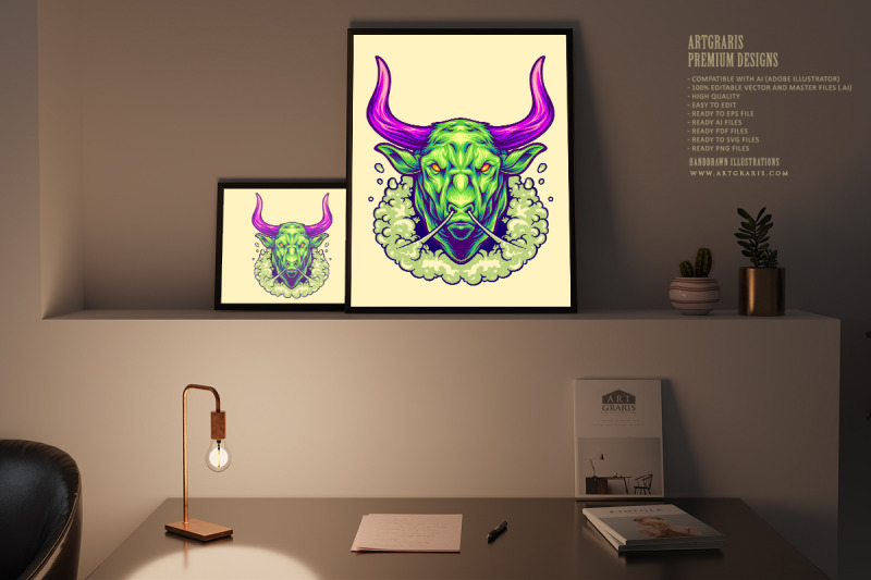 menacing-bull-head-with-powerful-aura-logo-illustration