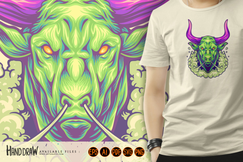 menacing-bull-head-with-powerful-aura-logo-illustration