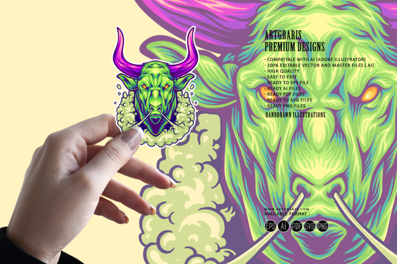 menacing-bull-head-with-powerful-aura-logo-illustration