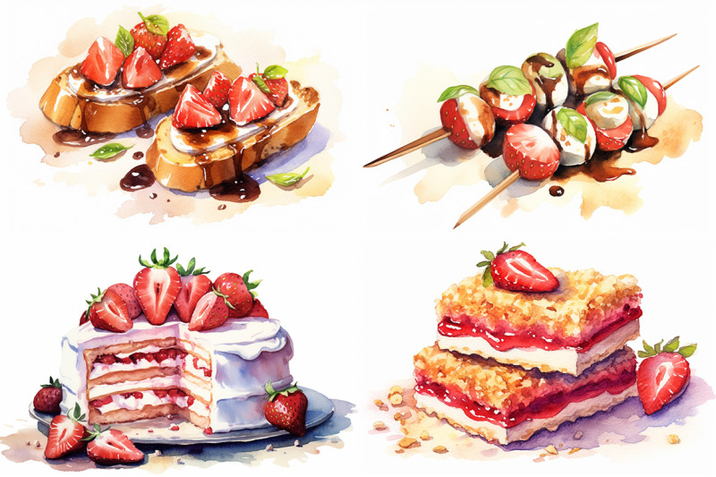 strawberry-fruit-watercolor-collection