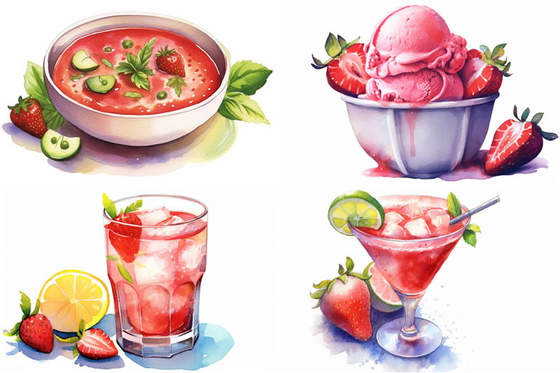 strawberry-fruit-watercolor-collection