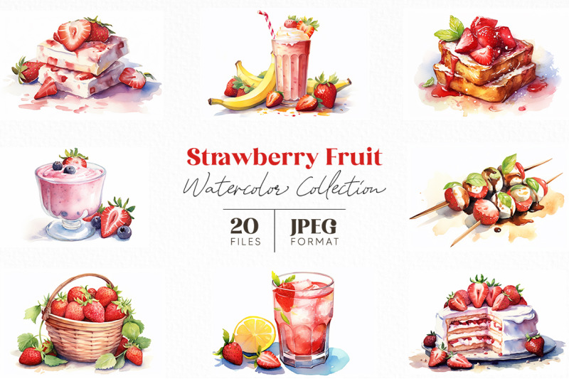 strawberry-fruit-watercolor-collection