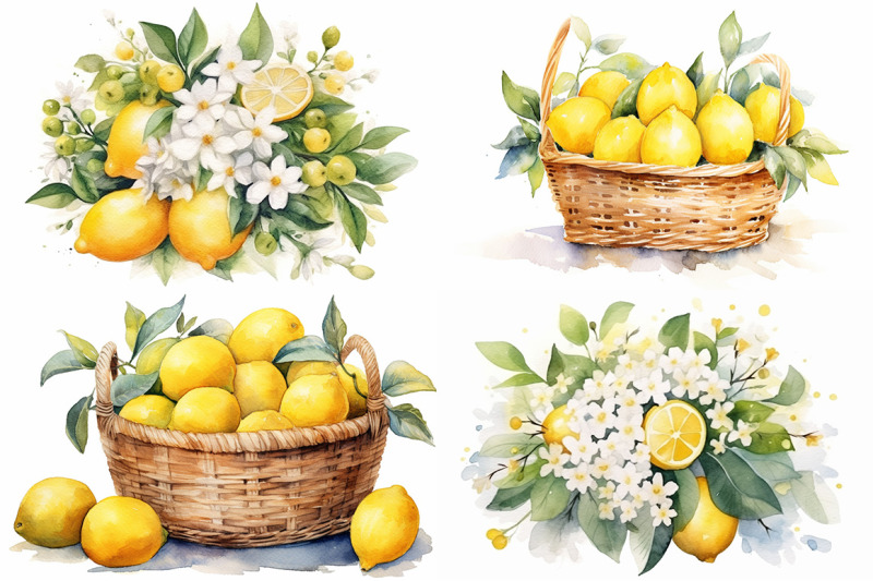 lemon-fruit-watercolor-collection