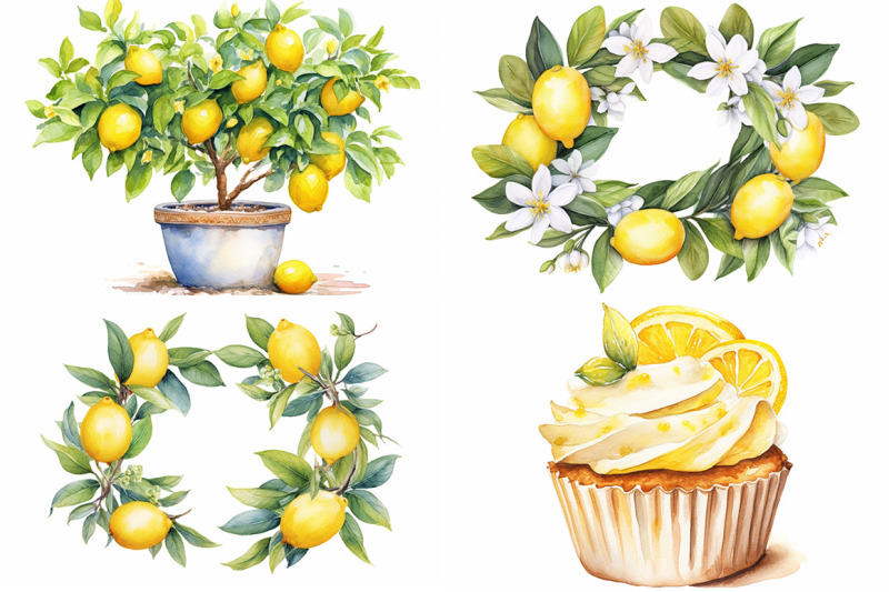 lemon-fruit-watercolor-collection