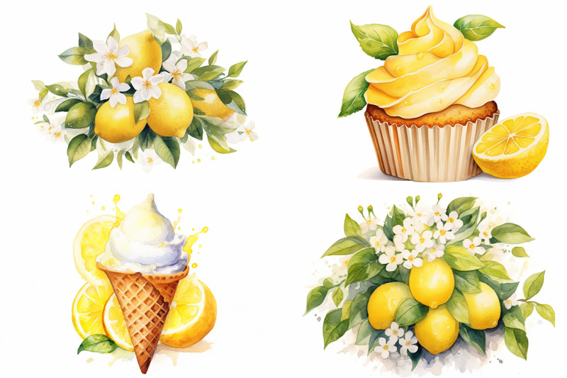 lemon-fruit-watercolor-collection
