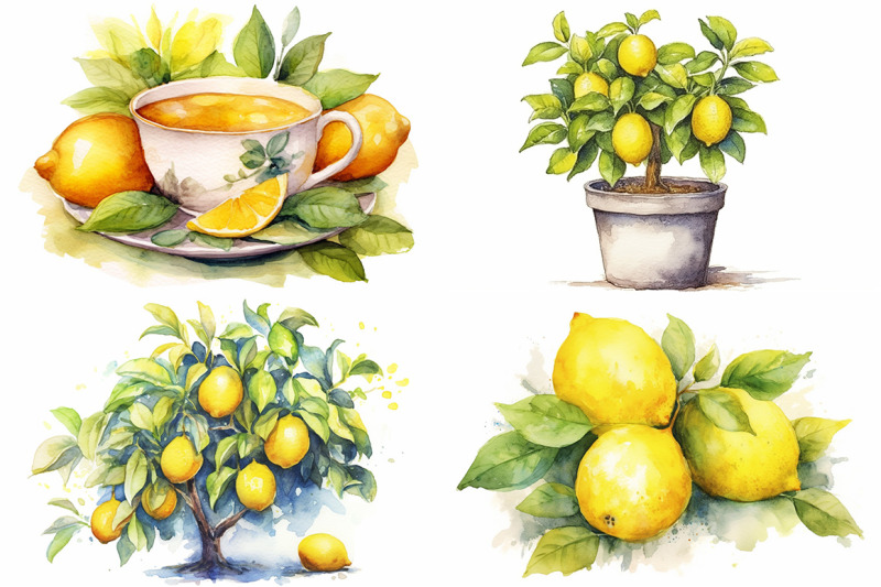 lemon-fruit-watercolor-collection