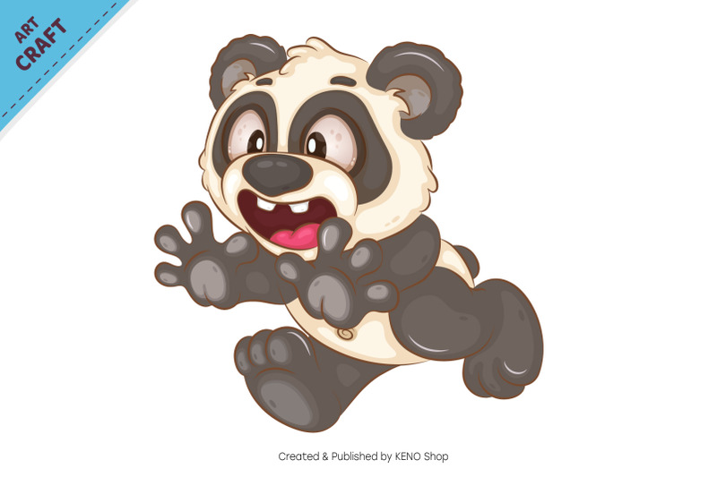 running-cartoon-panda-animal-art