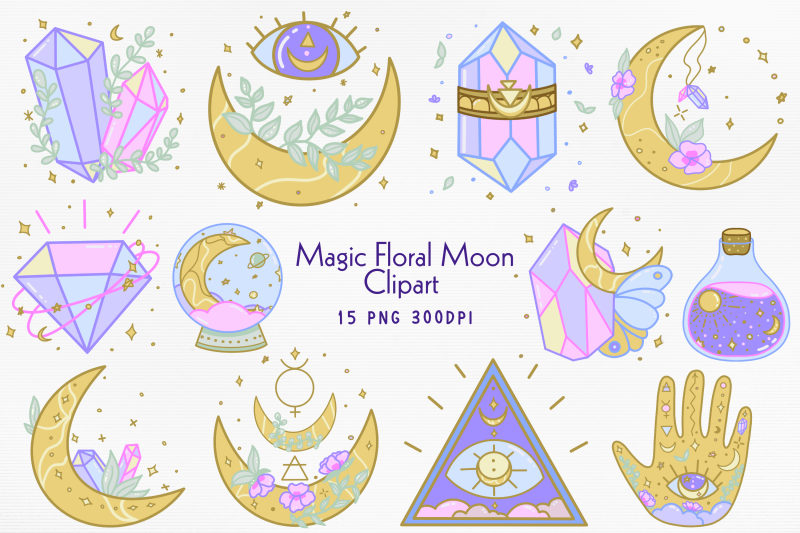 magic-floral-moon-mystical-png-bundle