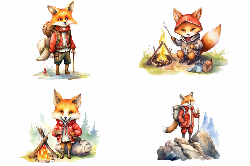 fox-hiking-adventure-watercolor-collection