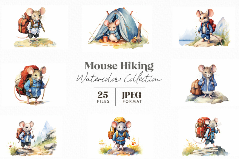 mouse-hiking-watercolor-collection