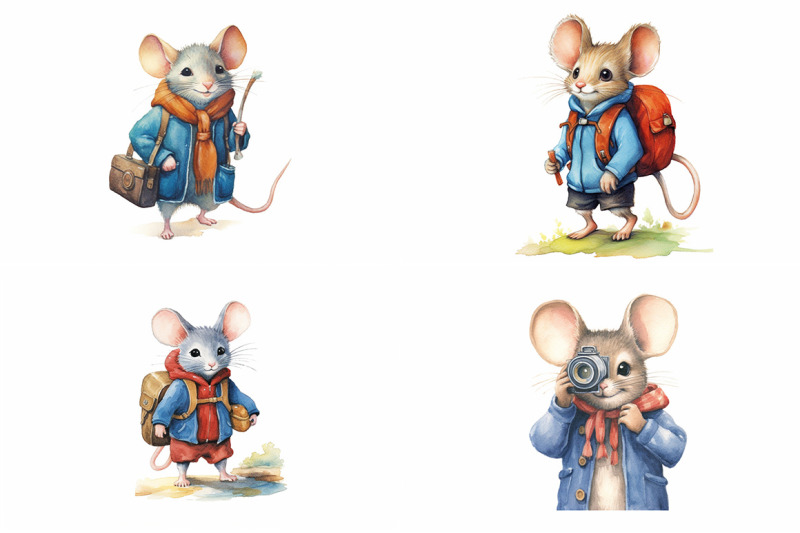 mouse-hiking-watercolor-collection