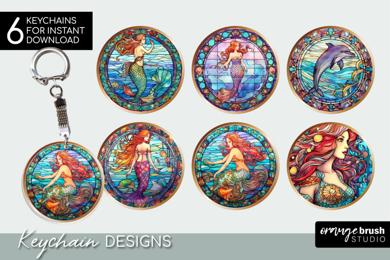 mermaid-keychain-bundle-stained-glass-sublimation