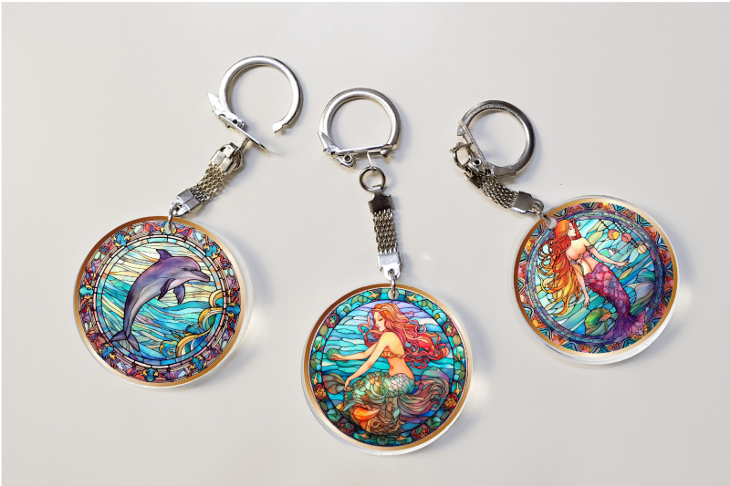 mermaid-keychain-bundle-stained-glass-sublimation