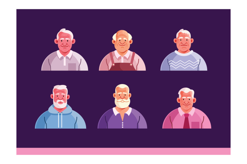 grandfather-character-avatar-set