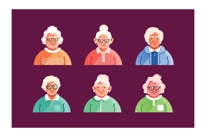 grandmother-character-avatar-set