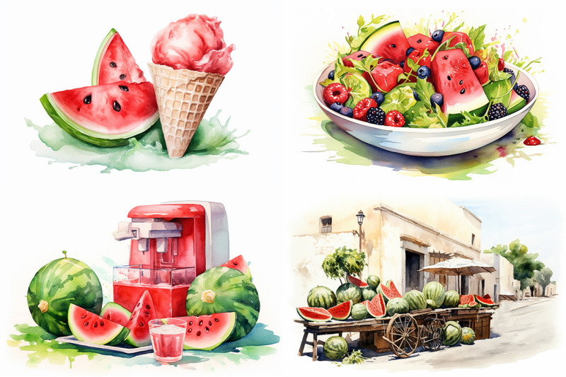 watermelon-fruit-watercolor-collection