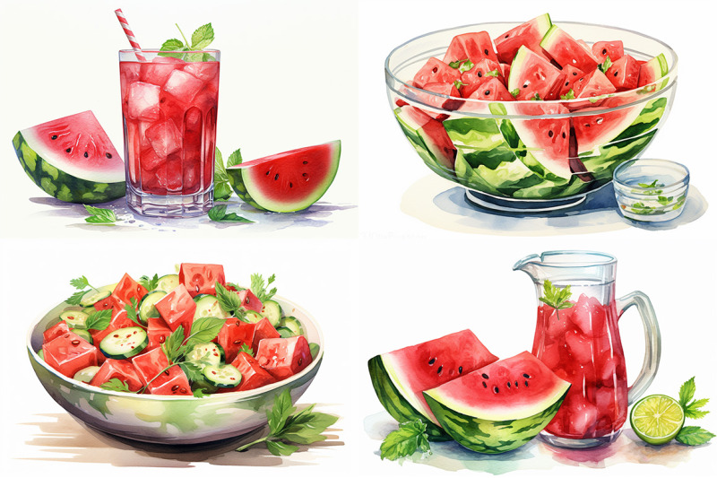 watermelon-fruit-watercolor-collection