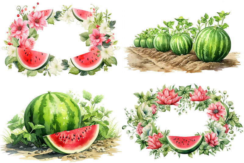 watermelon-fruit-watercolor-collection