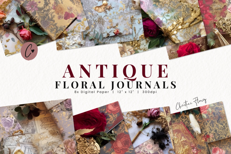 antique-floral-journal-digital-paper