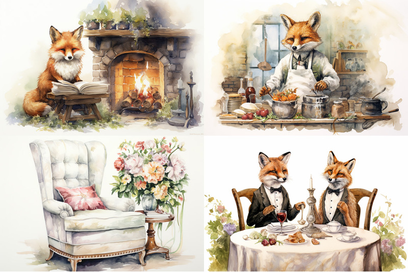 fox-family-watercolor-collection