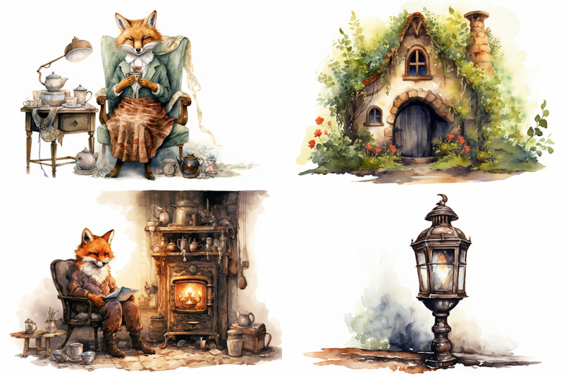 fox-family-watercolor-collection