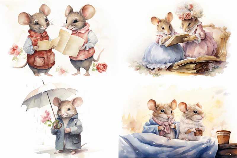 mouse-family-watercolor-collection