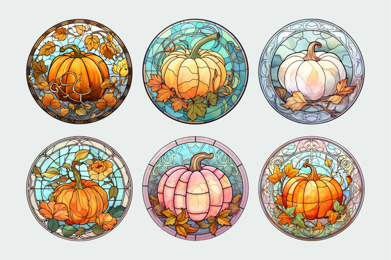 pumpkin-fall-keychain-bundle-stained-glass-sublimation