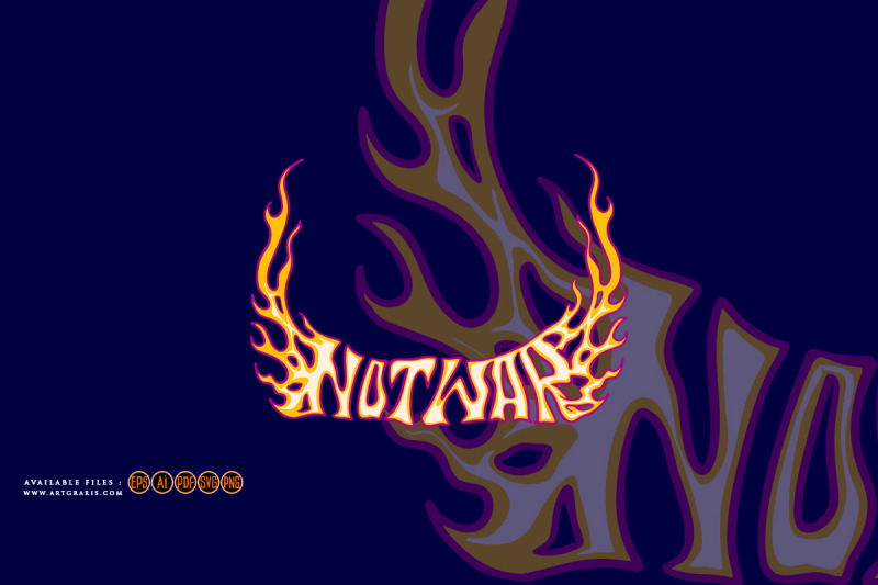 not-war-typeface-letter-with-flaming-letter-effect-illustrations