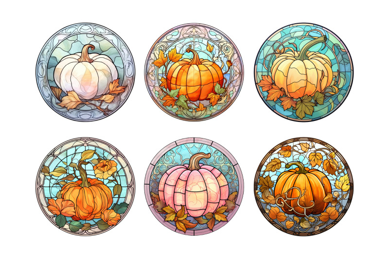 stained-glass-pumpkin-round-png-fall-background-bundle