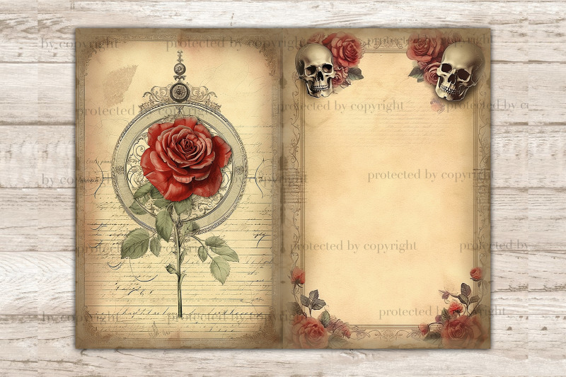 skulls-and-roses-junk-journal-pages