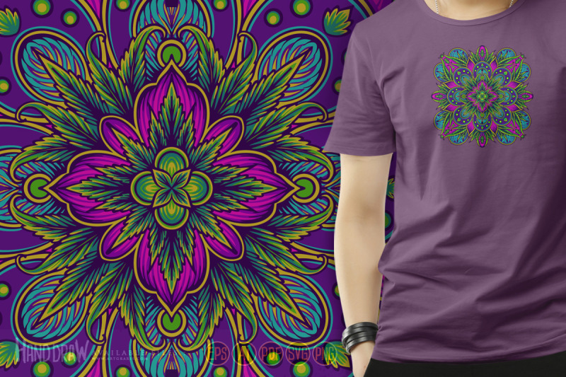 cannabis-plant-mandala-geometric-ornament-sophisticated-illustrations